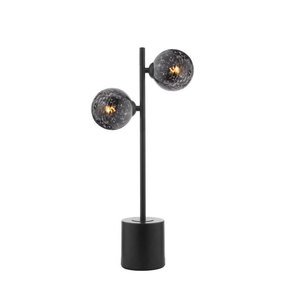 där lighting Spiral 2 Light Table Lamp Matt Black and Black Confetti Glass