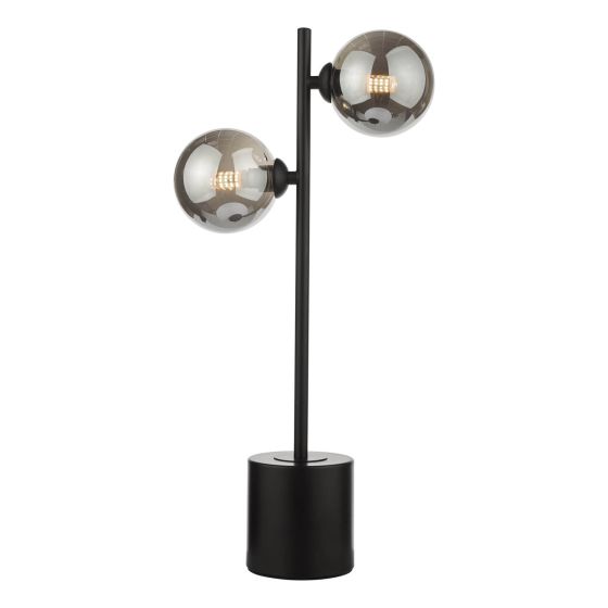 där lighting Spiral 2 Light Table Lamp Matt Black Smoked Glass