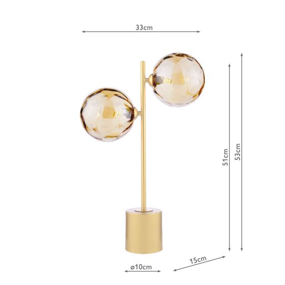 Där Lighting Spiral 2 Light Table Lamp Matt Gold & Champagne Dimpled Glass