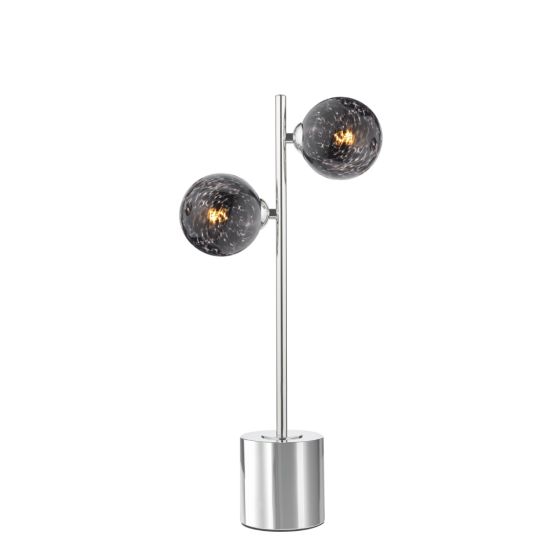 där lighting Spiral 2 Light Table Lamp Polished Chrome and Black Confetti Glass