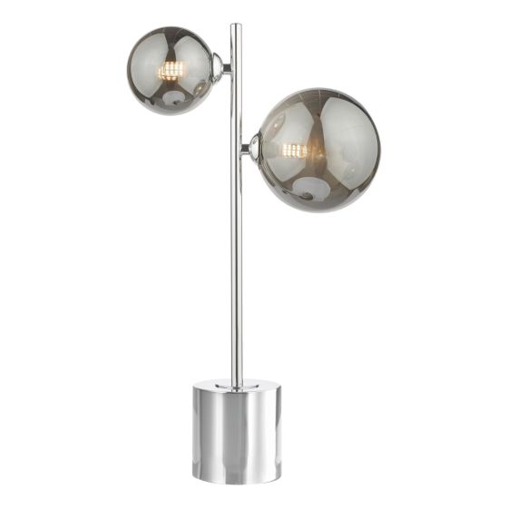 där lighting Spiral 2 Light Table Lamp Polished Chrome and Smoked Glass