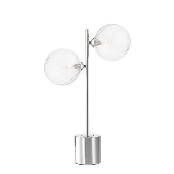 där lighting Spiral 2 Light Table Lamp Polished Chrome and Twisted Glass