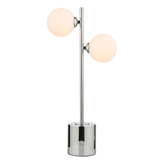 där lighting Spiral 2 Light Table Lamp Polished Chrome Opal Glass