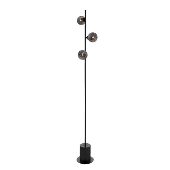 där lighting Spiral 3 Light Floor Lamp Matt Black and Black Confetti Glass