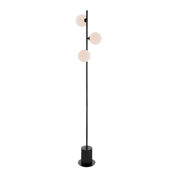 Där Lighting Spiral 3 Light Floor Lamp Matt Black And Large Opal Glass