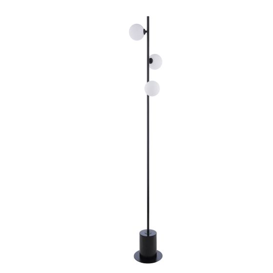 Där Lighting Spiral 3 Light Floor Lamp Matt Black & Opal Glass
