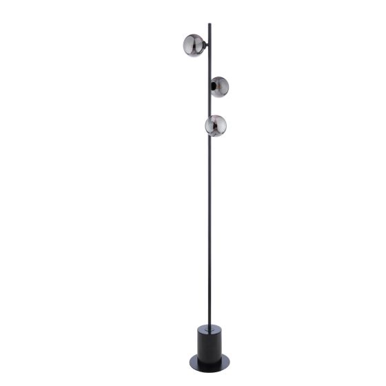 Där Lighting Spiral 3 Light Floor Lamp Matt Black & Smoked Glass
