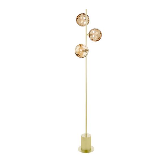 Där Lighting Spiral 3 Light Floor Lamp Matt Gold & Champagne Dimpled Glass