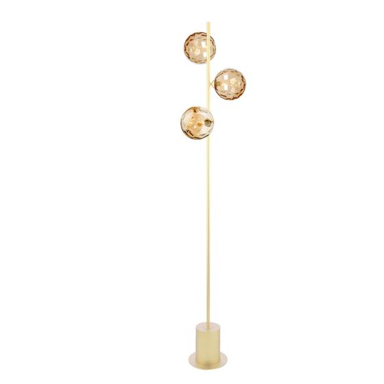 där lighting Spiral 3 Light Floor Lamp Matt Gold & Champagne Dimpled Glass