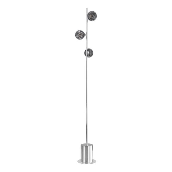 Där Lighting Spiral 3 Light Floor Lamp Polished Chrome And Black Confetti Glass