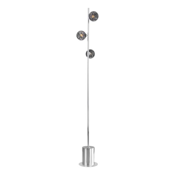 där lighting Spiral 3 Light Floor Lamp Polished Chrome and Black Confetti Glass