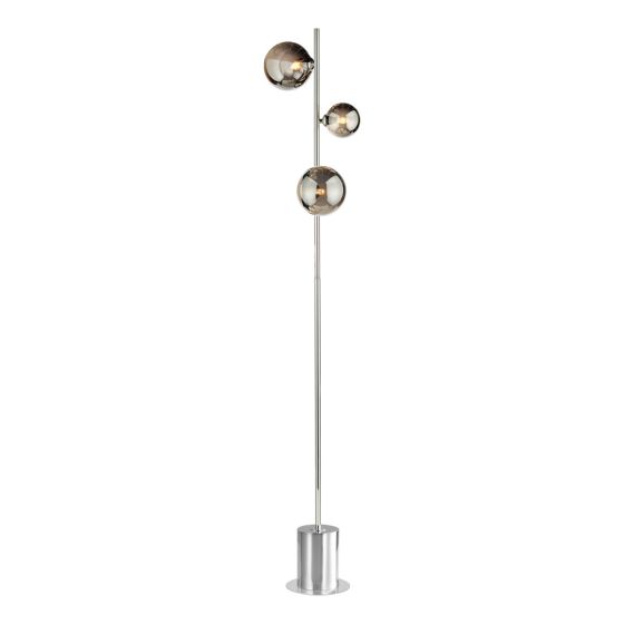 där lighting Spiral 3 Light Floor Lamp Polished Chrome and Smoked Glass