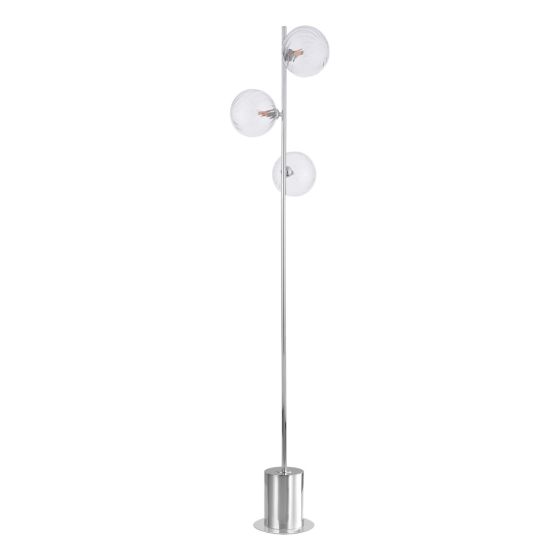 Där Lighting Spiral 3 Light Floor Lamp Polished Chrome And Twisted Glass