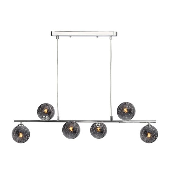 där lighting Spiral 6 Light Bar Pendant Polished Chrome and Black Glass