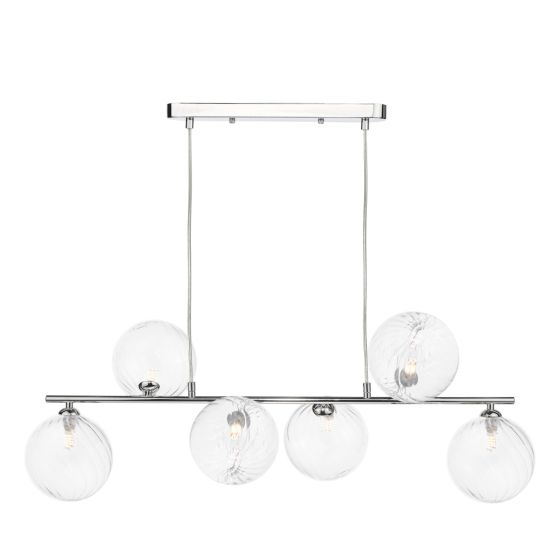 där lighting Spiral 6 Light Bar Pendant Polished Chrome and Twisted Glass