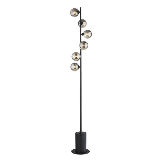där lighting Spiral 6 Light Floor Lamp Matt Black Smoked Glass