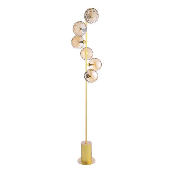 Där Lighting Spiral 6 Light Floor Lamp Matt Gold & Champagne Dimpled Glass
