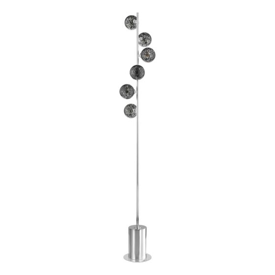 Där Lighting Spiral 6 Light Floor Lamp Polished Chrome And Black Confetti Glass