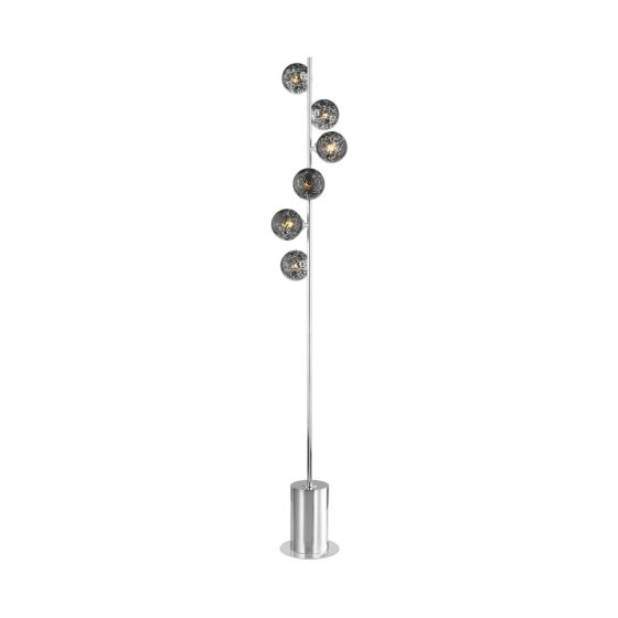 där lighting Spiral 6 Light Floor Lamp Polished Chrome and Black Confetti Glass
