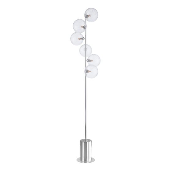 Där Lighting Spiral 6 Light Floor Lamp Polished Chrome And Twisted Glass