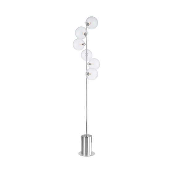 där lighting Spiral 6 Light Floor Lamp Polished Chrome and Twisted Glass
