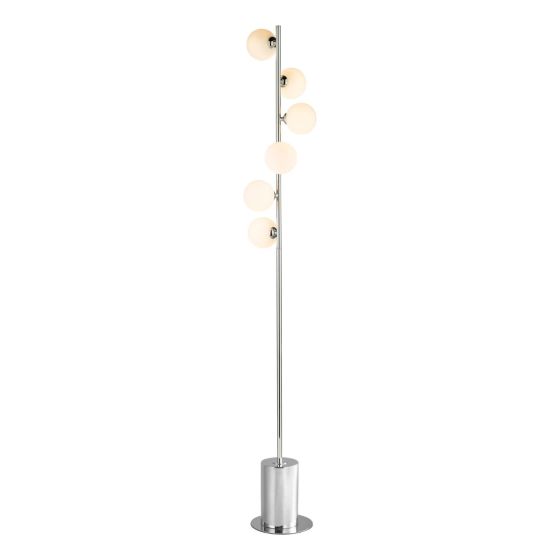 där lighting Spiral 6 Light Floor Lamp Polished Chrome Opal Glass