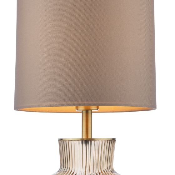 Där Lighting Suelita Table Lamp Brown Ribbed Glass And Antique Brass With Shade
