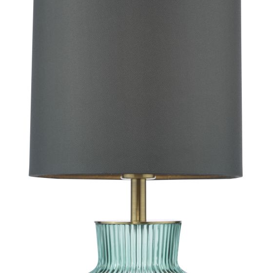 Där Lighting Suelita Table Lamp Green Ribbed Glass And Antique Brass With Shade