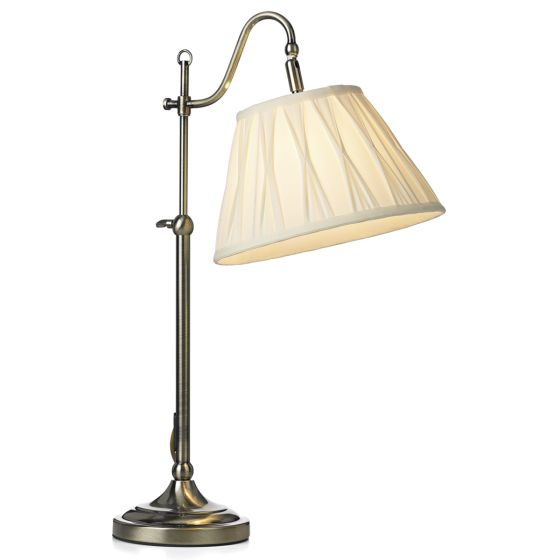 Där Lighting Suffolk Rise & Fall Table Lamp Antique Brass With Shade