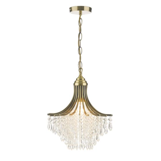 Där Lighting Suri 1 Light Pendant Antique Brass Faceted Glass