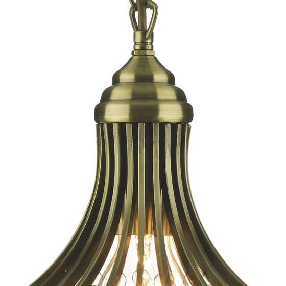 där lighting Suri 1 Light Pendant Antique Brass Faceted Glass