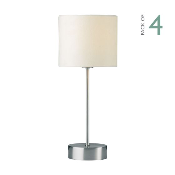Där Lighting Suzie Touch Table Lamp Satin Chrome With Shade (Multipack)
