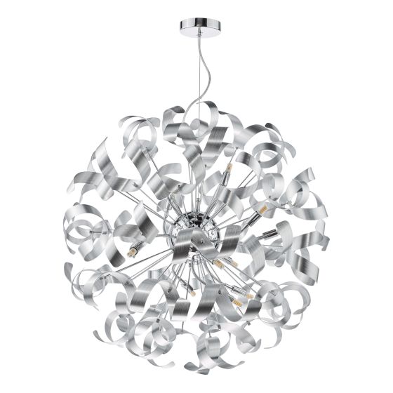 Där Lighting Swash 12 Light Pendant Polished Chrome With Aluminium Ribbons