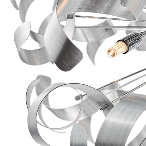 Där Lighting Swash 12 Light Pendant Polished Chrome With Aluminium Ribbons