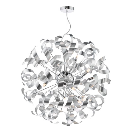 där lighting Swash 12 Light Pendant Polished Chrome With Aluminium Ribbons