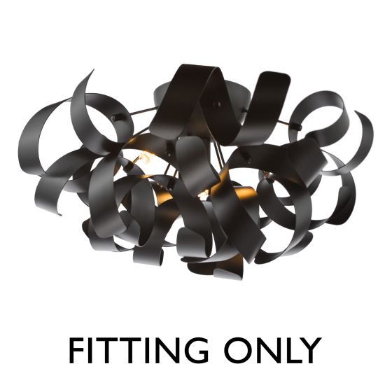 där lighting Swash 4 Light Flush Black - Fitting Only