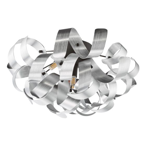 Där Lighting Swash 4 Light Flush Black With Aluminium Ribbons