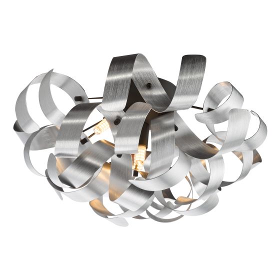där lighting Swash 4 Light Flush Black With Aluminium Ribbons