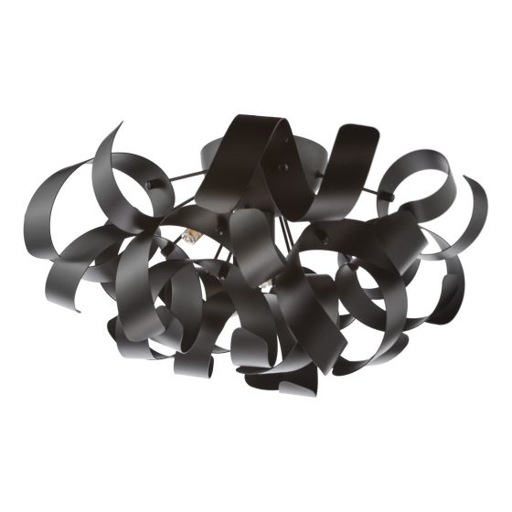 Där Lighting Swash 4 Light Flush Black With Black Ribbins