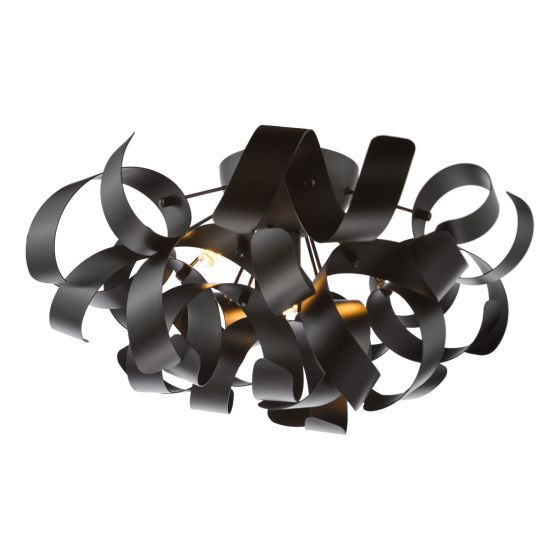 där lighting Swash 4 Light Flush Black With Black Ribbins