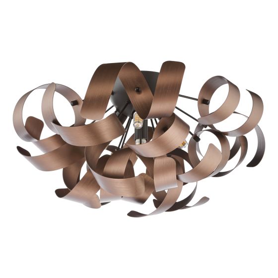 Där Lighting Swash 4 Light Flush Black With Copper Ribbons