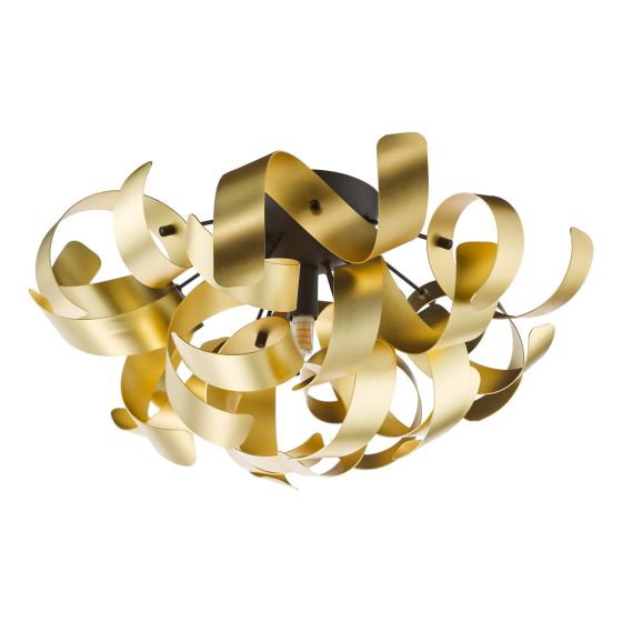Där Lighting Swash 4 Light Flush Black With Gold Ribbons
