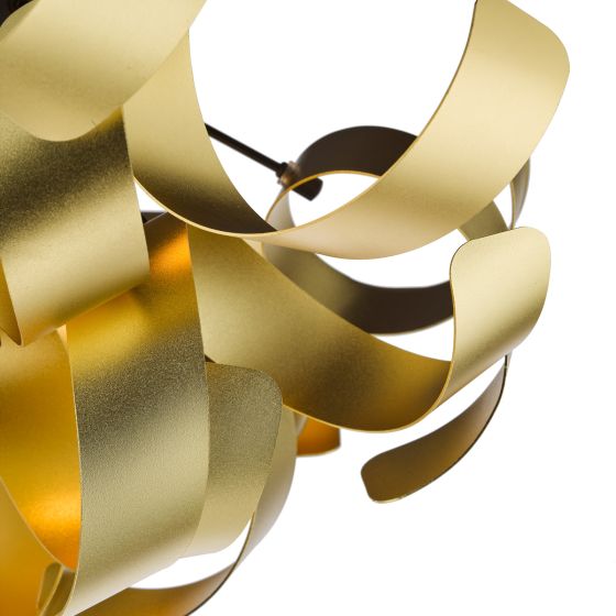 Där Lighting Swash 4 Light Flush Black With Gold Ribbons