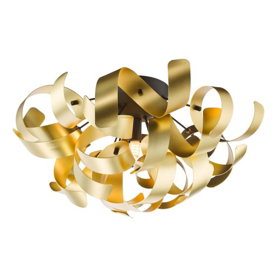 där lighting Swash 4 Light Flush Black With Gold Ribbons