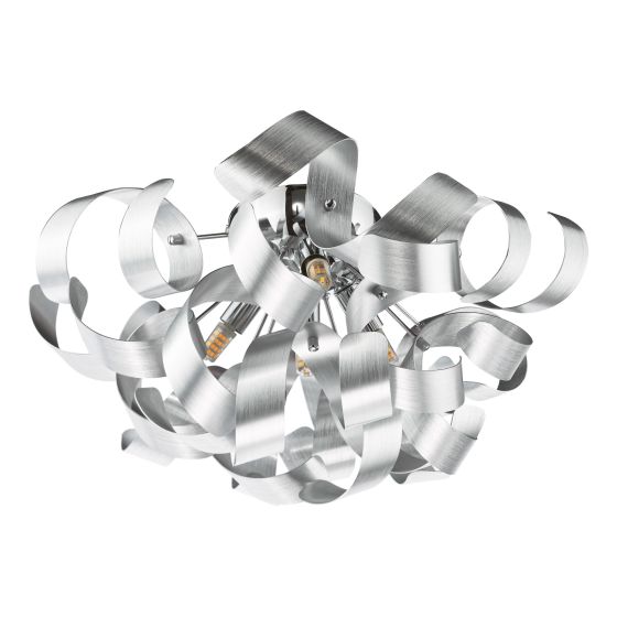 Där Lighting Swash 4 Light Flush Polished Chrome With Aluminium Ribbons