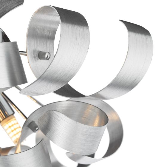 Där Lighting Swash 4 Light Flush Polished Chrome With Aluminium Ribbons