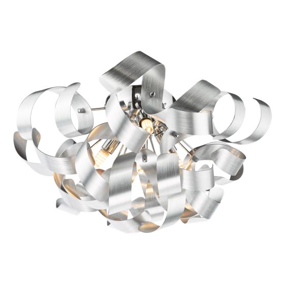 där lighting Swash 4 Light Flush Polished Chrome With Aluminium Ribbons