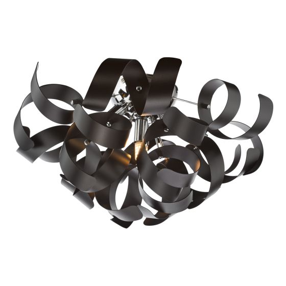 där lighting Swash 4 Light Flush Polished Chrome With Black Ribbons