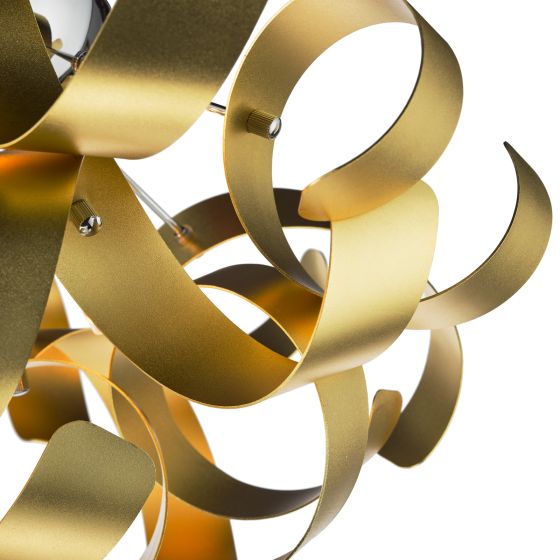 Där Lighting Swash 4 Light Flush Polished Chrome With Gold Ribbons