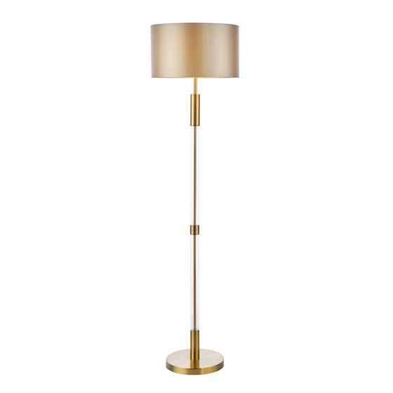 där lighting Sylvester Floor Lamp Antique Brass and Glass With Shade